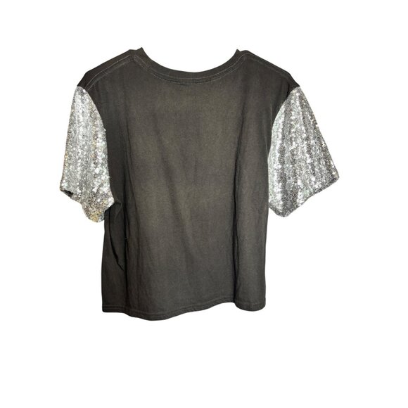 Mighty Fine Women's Sequin Sleeve Crop Top - Picture 3 of 6